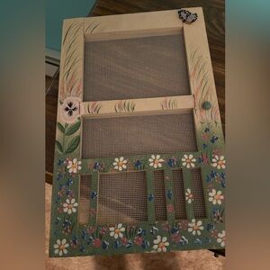 Whimsical Floral Cottagecore Mini Screen Door Wall Decor - Hand-Painted